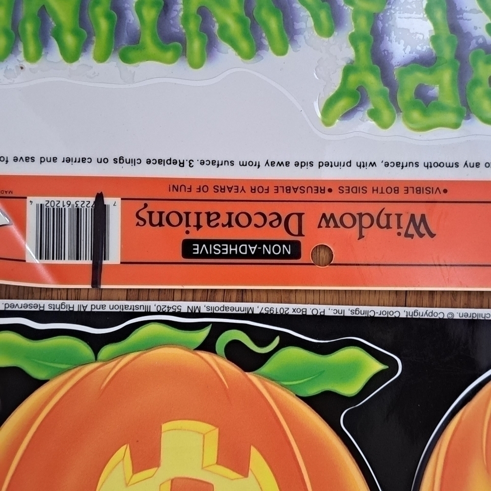 Vintage Halloween Window Clings Lot of 4 Sheets Witch Ghost Skeleton Pumpkin - Picture 8 of 16
